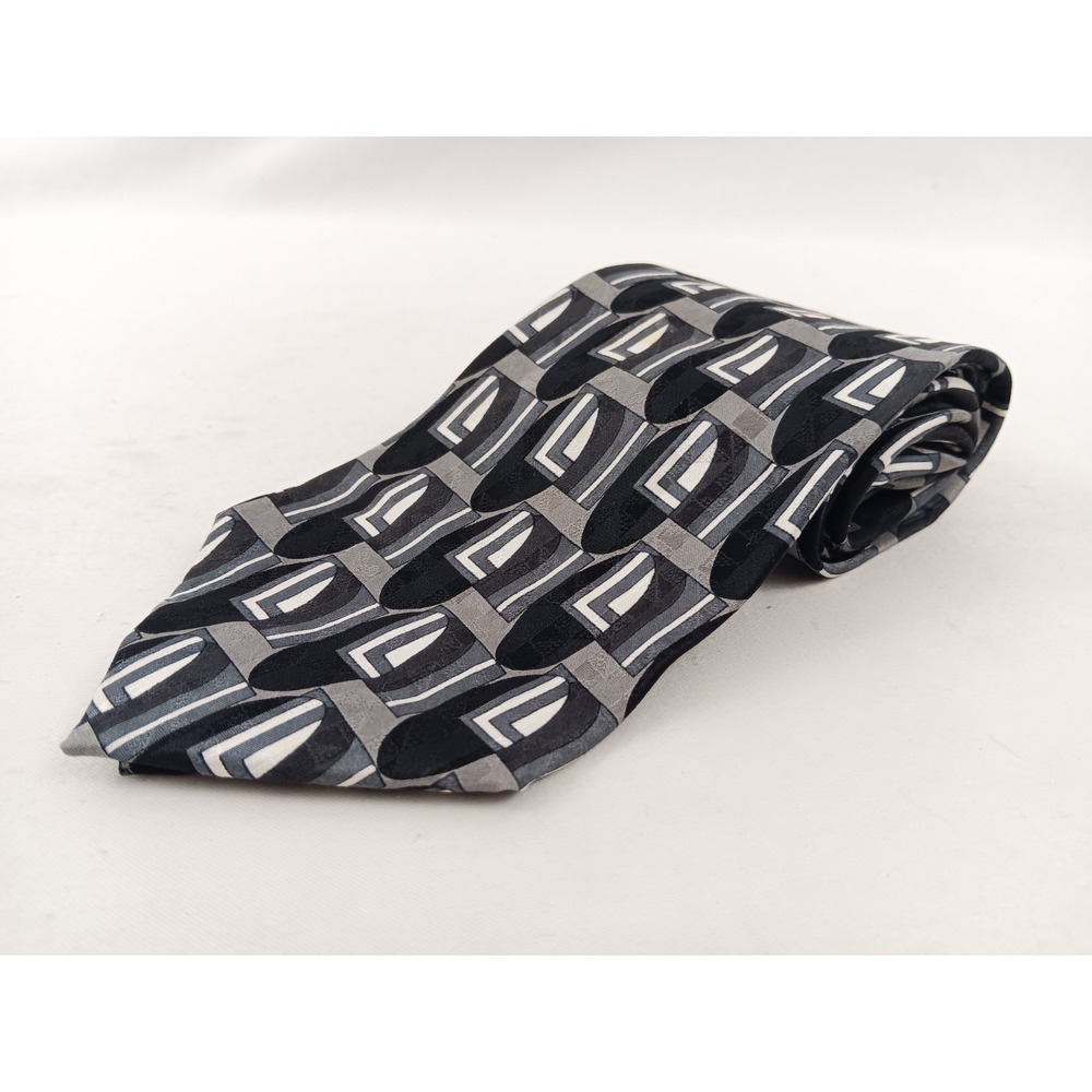 Insignia 100% Silk Tie 60"‎ x4" Necktie Black Gray